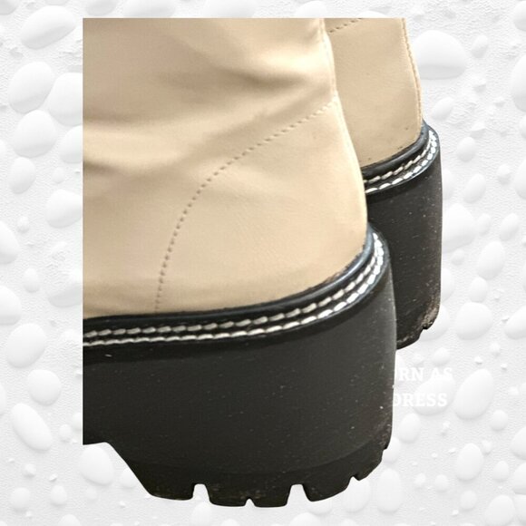 H&M Chunky Off White Platform Zip Front Ankle Boots 8 1/2 Exc Cond. - Picture 4 of 9